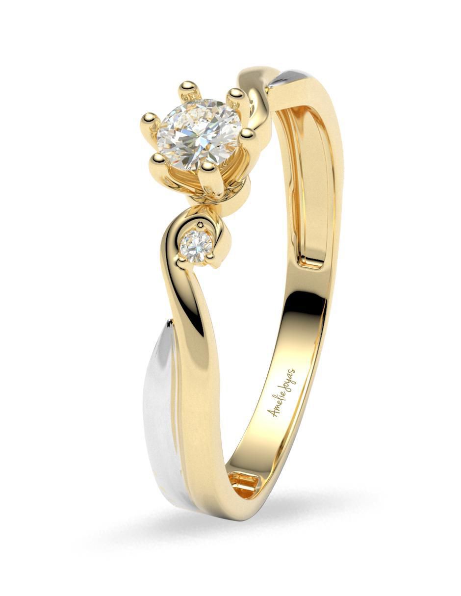 Anillo de compromiso de oro 14 k amelie joyas zirconia