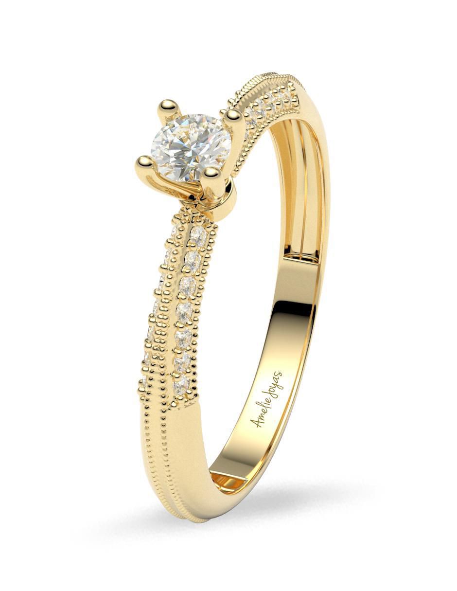 Anillo de compromiso de oro 14 k amelie joyas zirconia