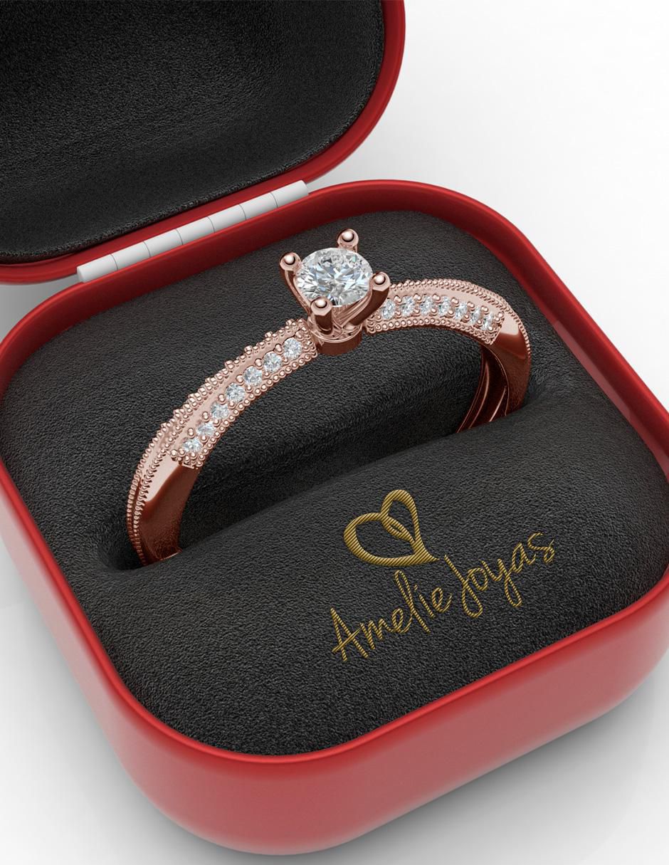 Anillo de compromiso de oro 14 k 4