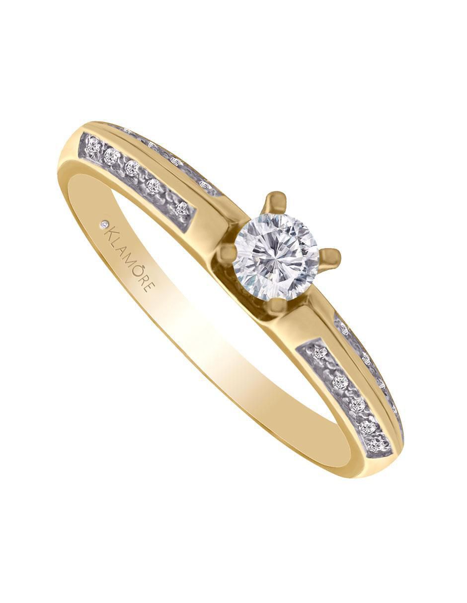 Solitario de oro 14 k klamore diamante