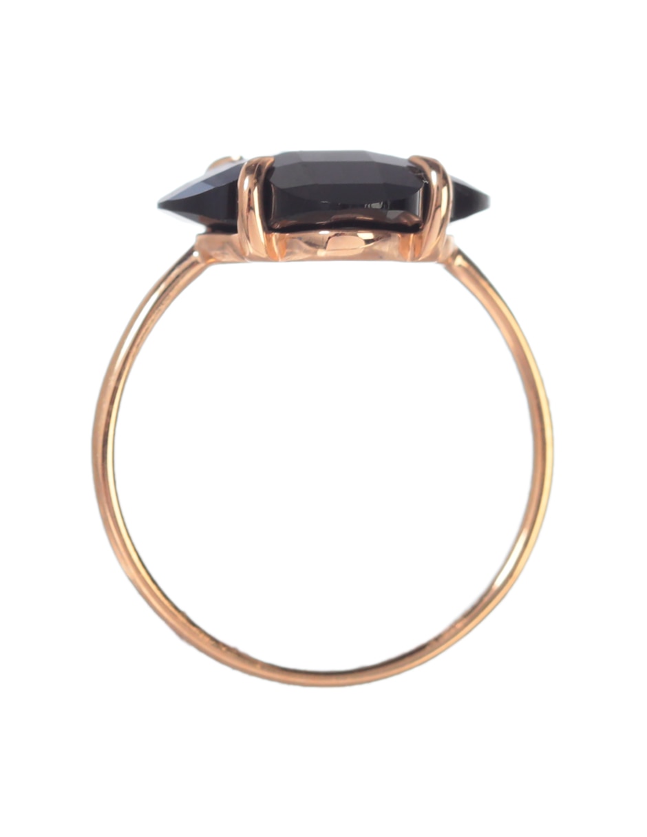 Anillo de trébol Victoria 18 k de oro rosa ónix brillante 2