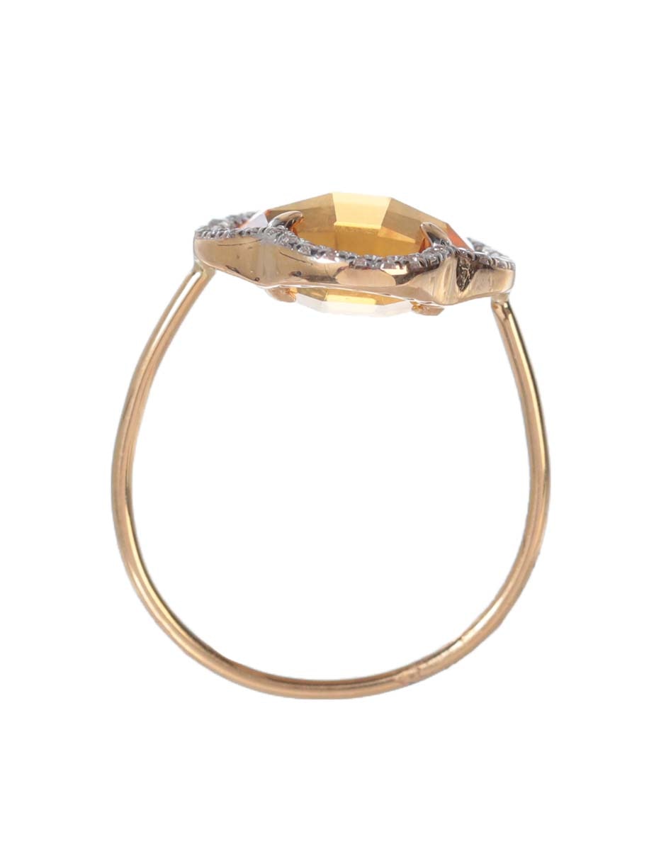 Anillo de trébol Victoria 18 k de oro amarillo citrina y diamante brillante 2