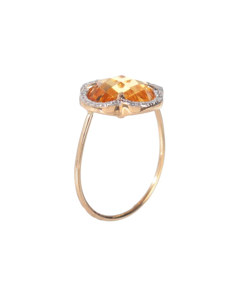 Anillo de trébol Victoria 18 k de oro amarillo citrina y diamante brillante 3