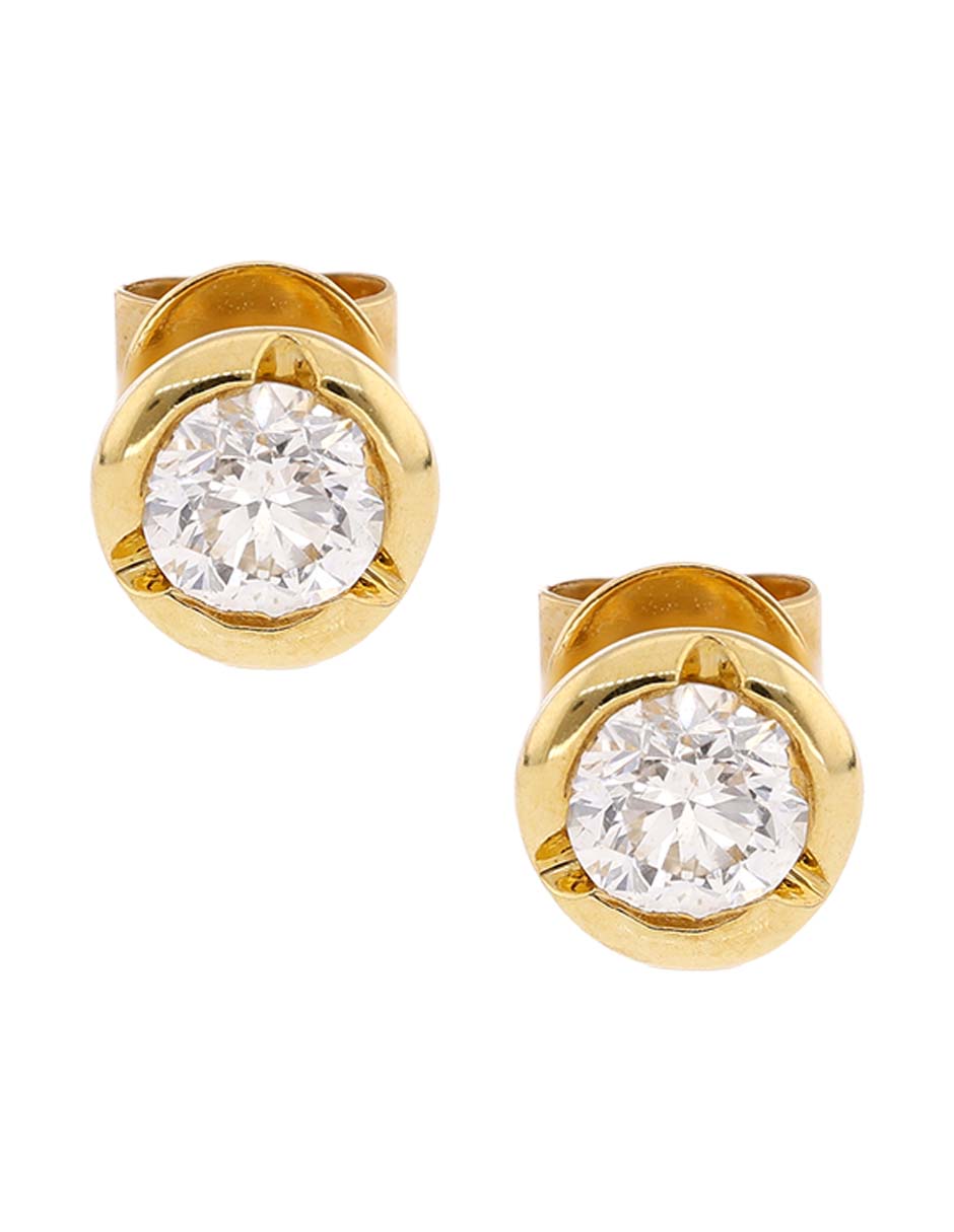 Broqueles redondos de oro 18 k con acabado brillante diamante
