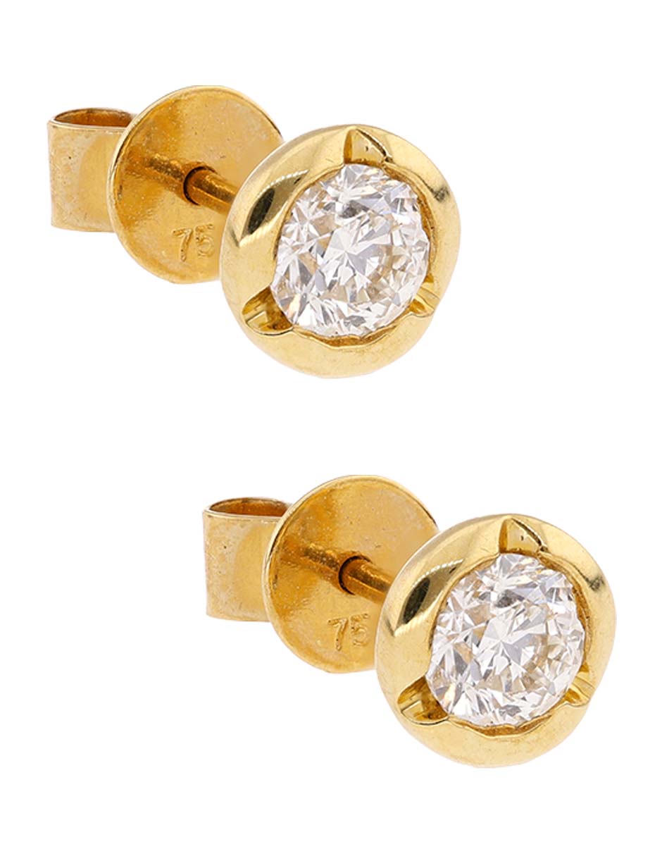 Broqueles redondos de oro 18 k con acabado brillante diamante 2
