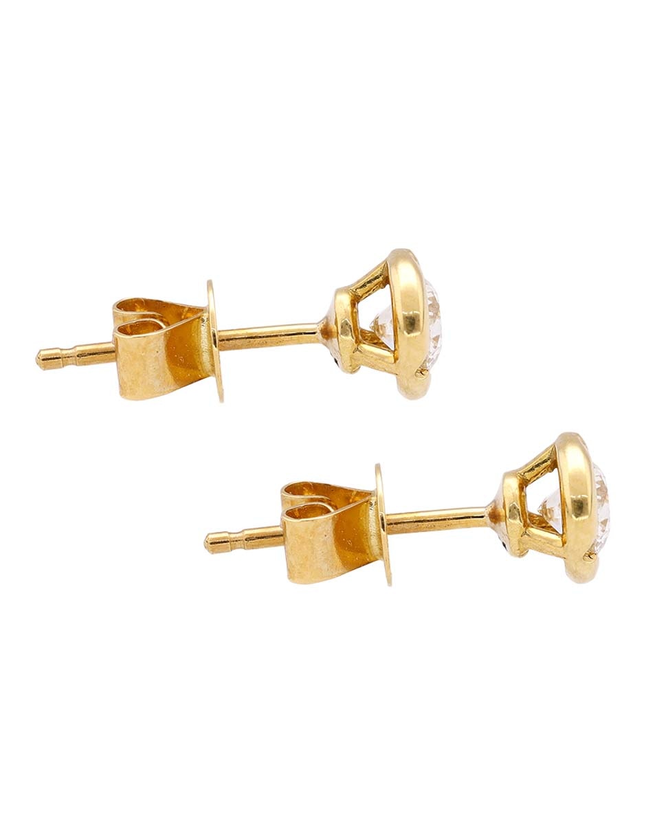 Broqueles redondos de oro 18 k con acabado brillante diamante 3