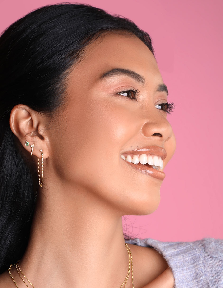 Aretes de oro con acabado brillante diamante 4