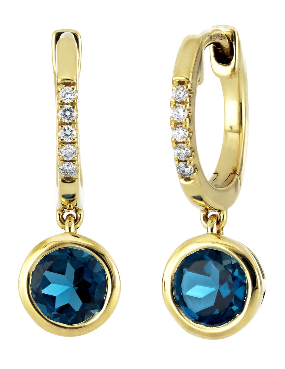Aretes redondos de oro con acabado brillante ónix 3