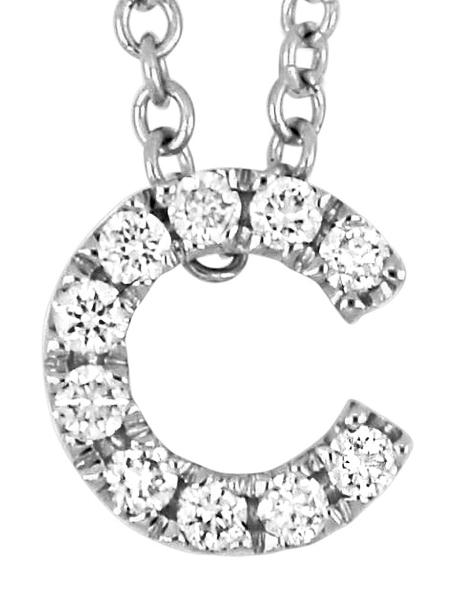 Collar de letra c de oro blanco 18 K 2