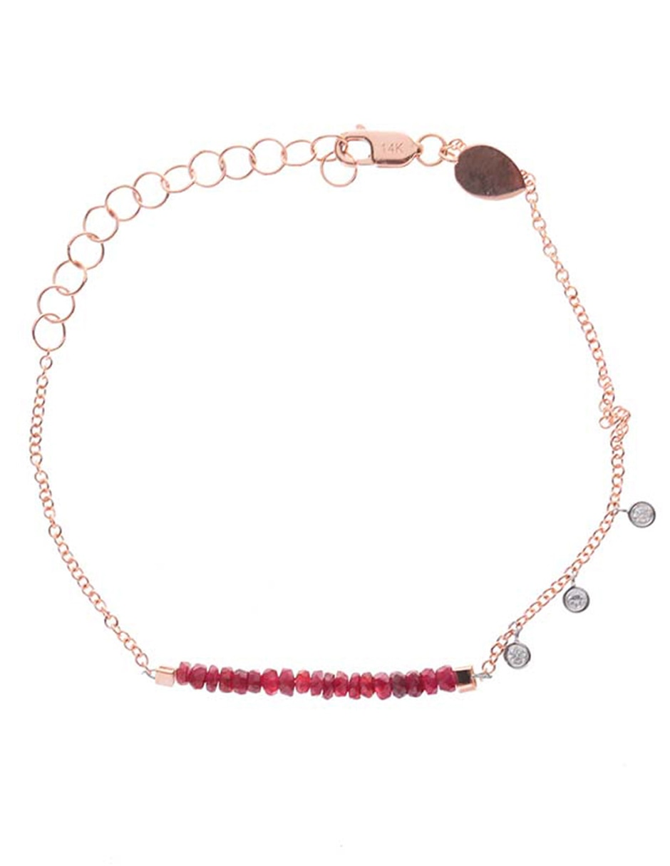 Pulsera de oro rosa 14 K con acabado brillante