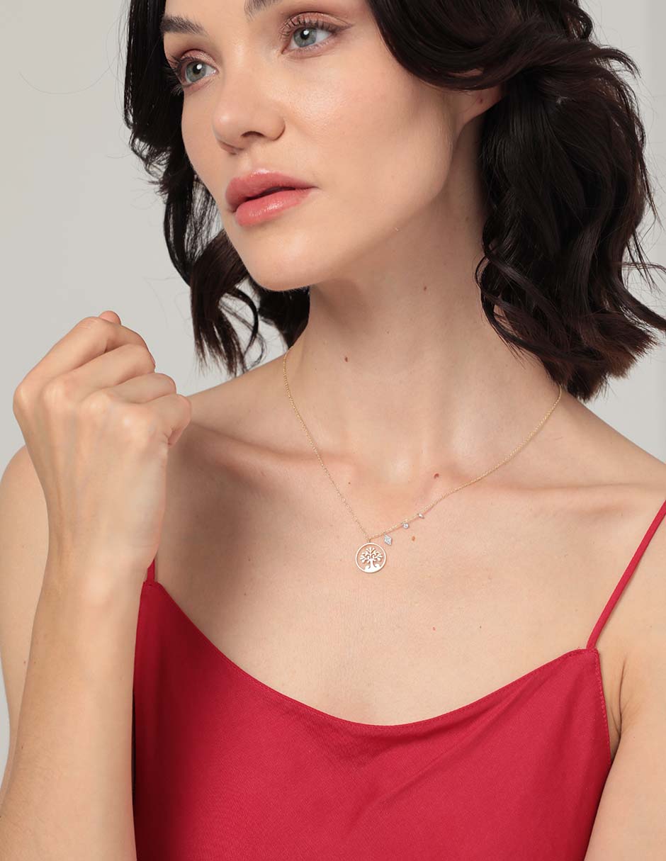 Collar de árbol de oro amarillo 14 K 3