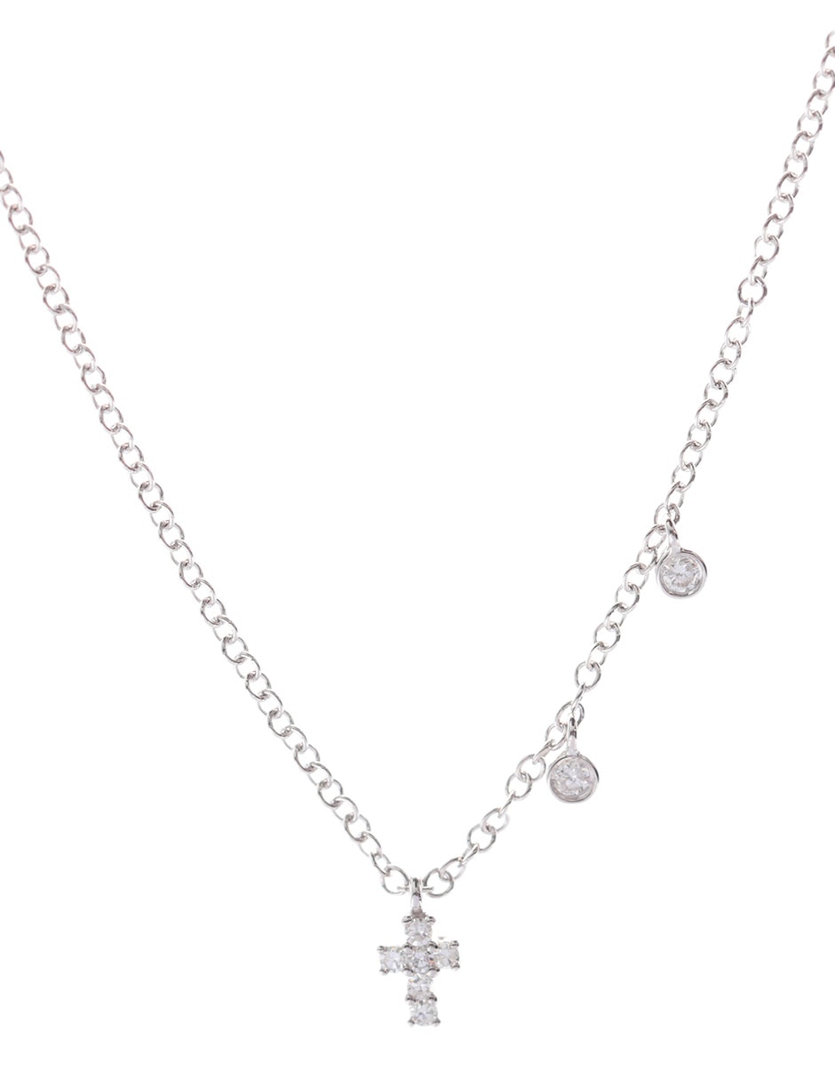 Colgante de cruz de oro blanco 14 K Colgante de cruz de oro blanco 14 K