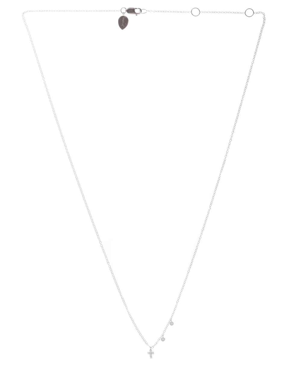 Colgante de cruz de oro blanco 14 K 2