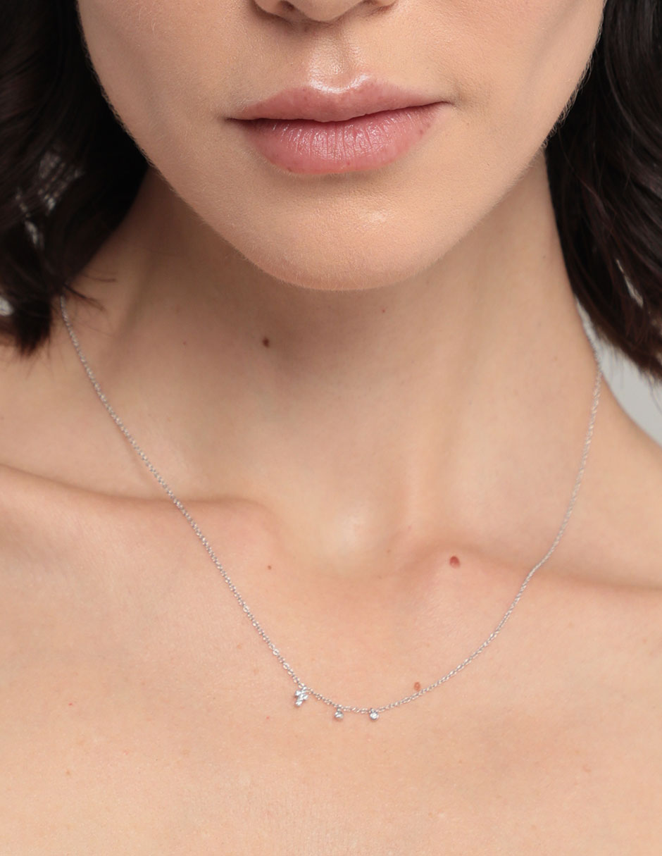 Colgante de cruz de oro blanco 14 K 3