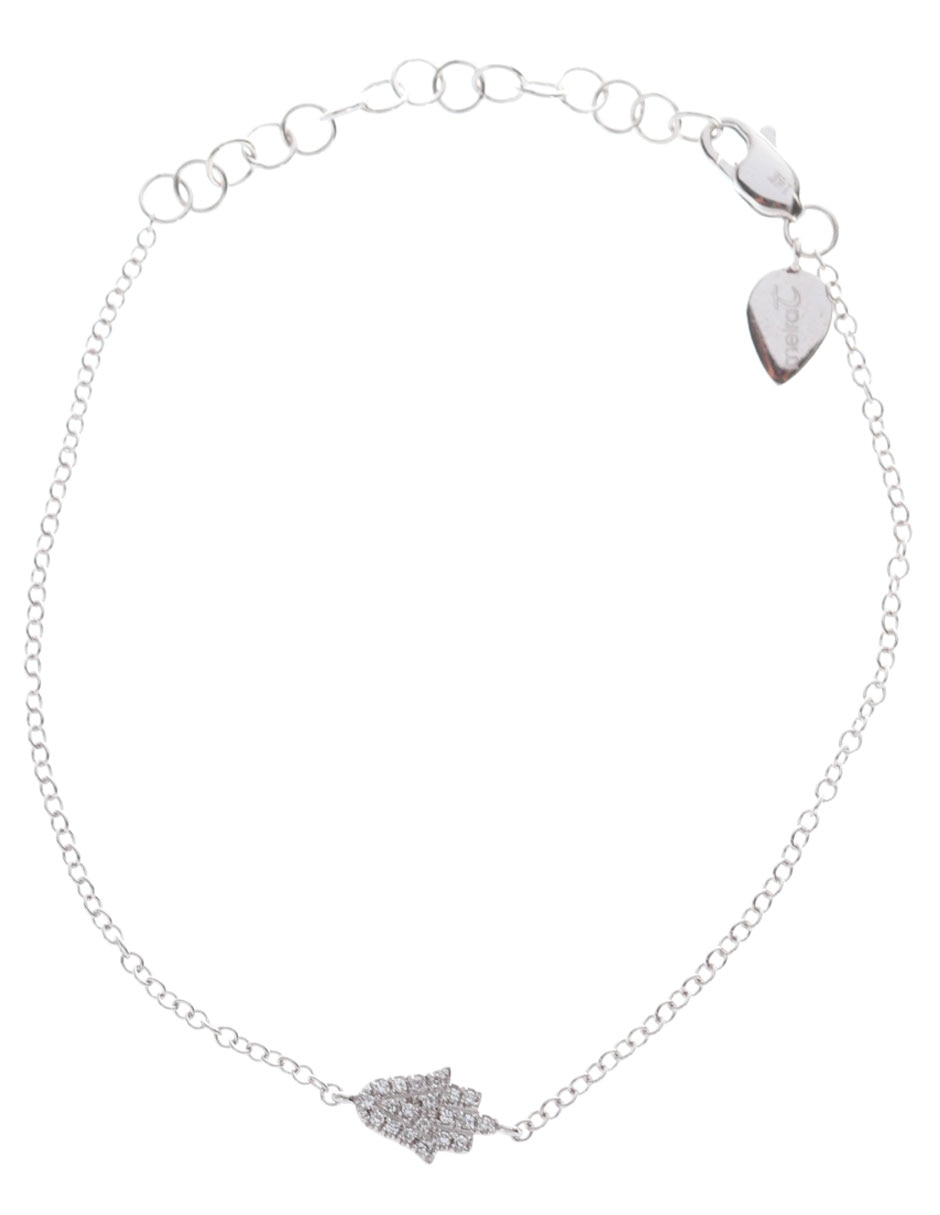 Pulsera de oro blanco con diamante 14 k