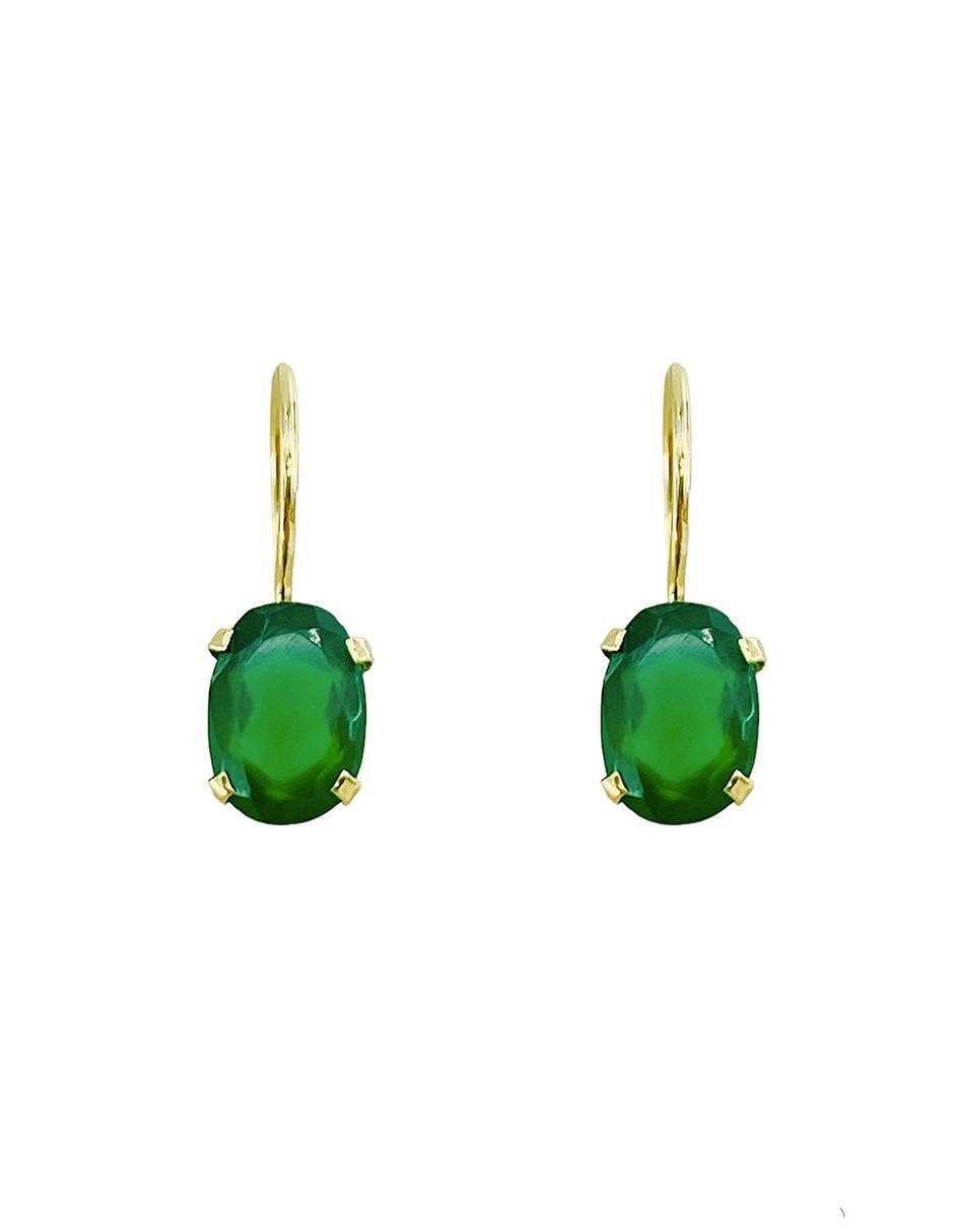 Aretes de óvalo de oro amarillo 10 K con acabado liso ágata Aretes de óvalo de oro amarillo 10 K con acabado liso ágata