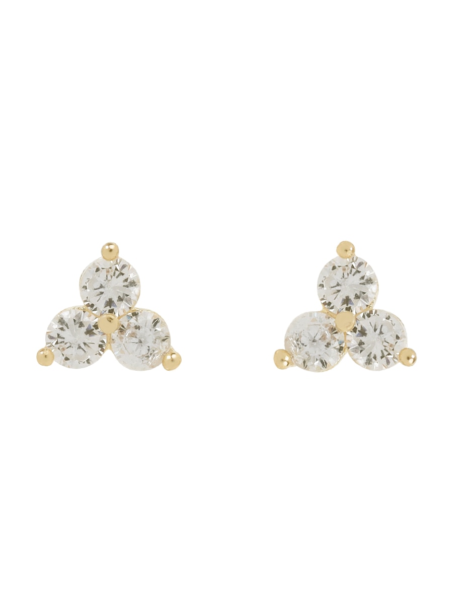 Broqueles triangulares de oro con acabado brillante zirconia 2