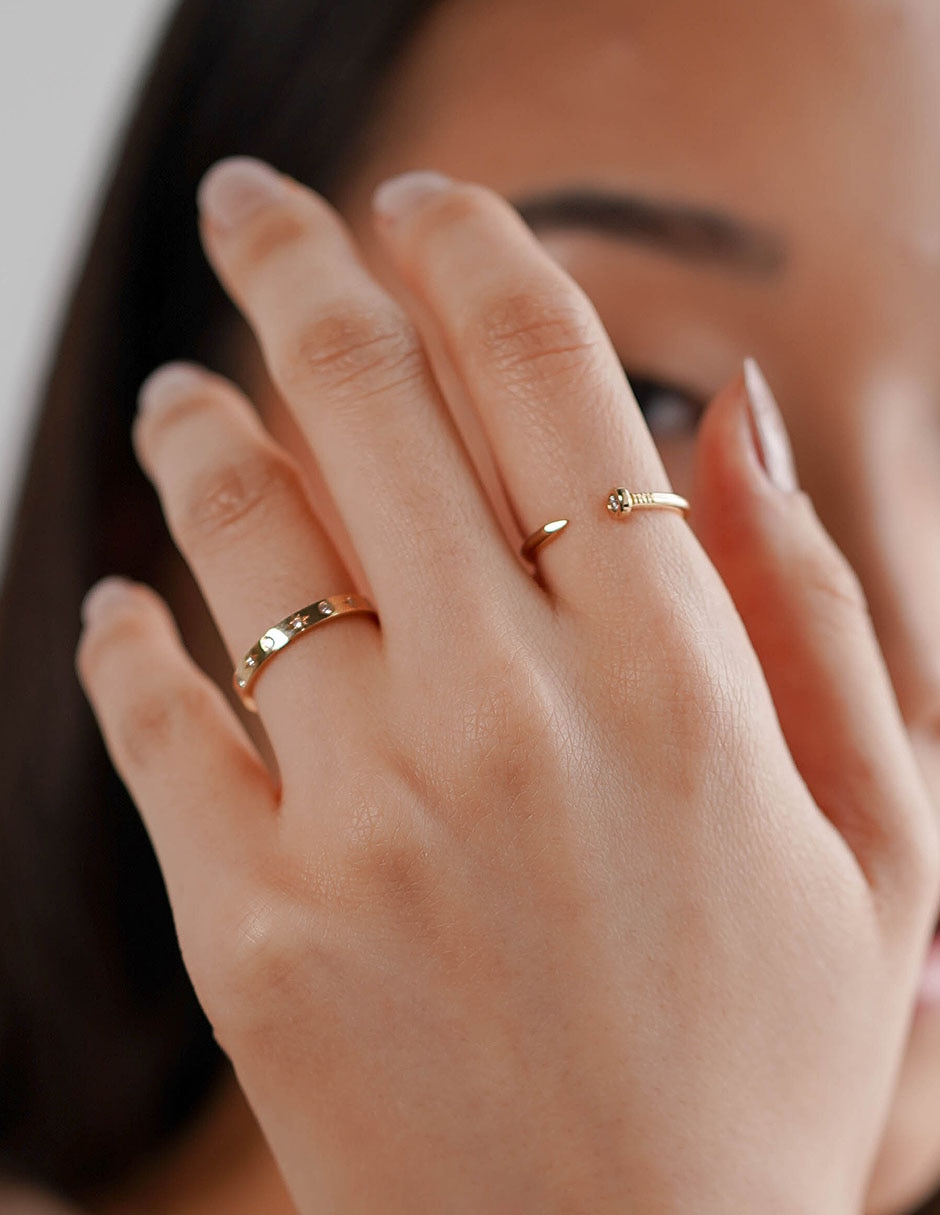 Anillo 14 k de oro diamante brillante 2
