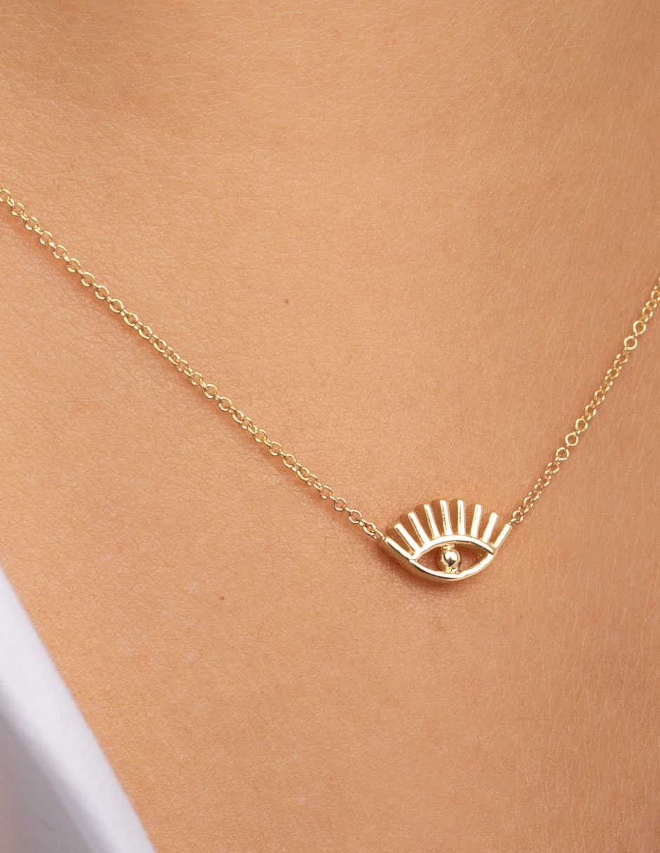 Collar de ojo de oro amarillo 14 K 3