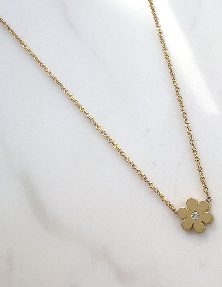 Collar de flor de oro 14 K 2