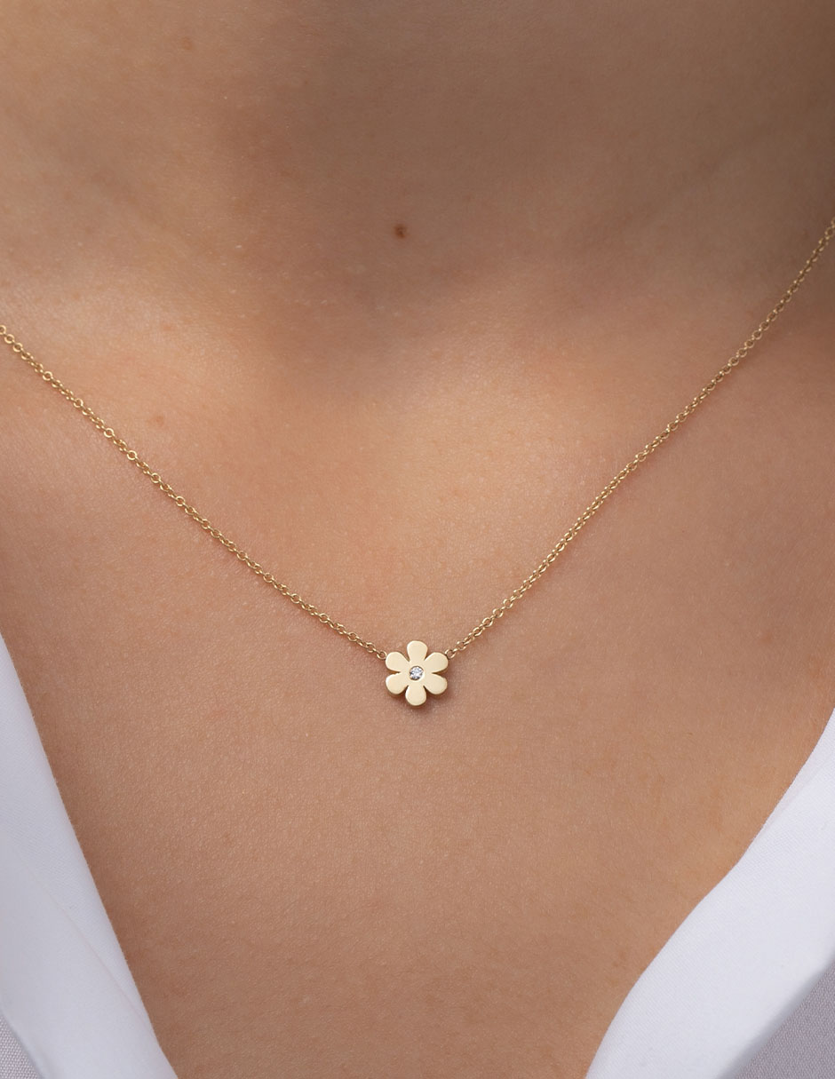 Collar de flor de oro 14 K 4