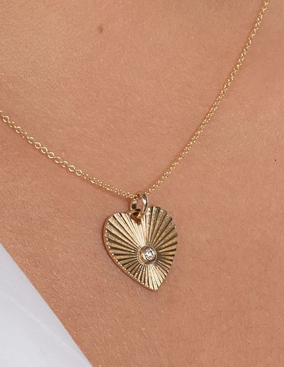 Collar de corazón de oro 14 K 3