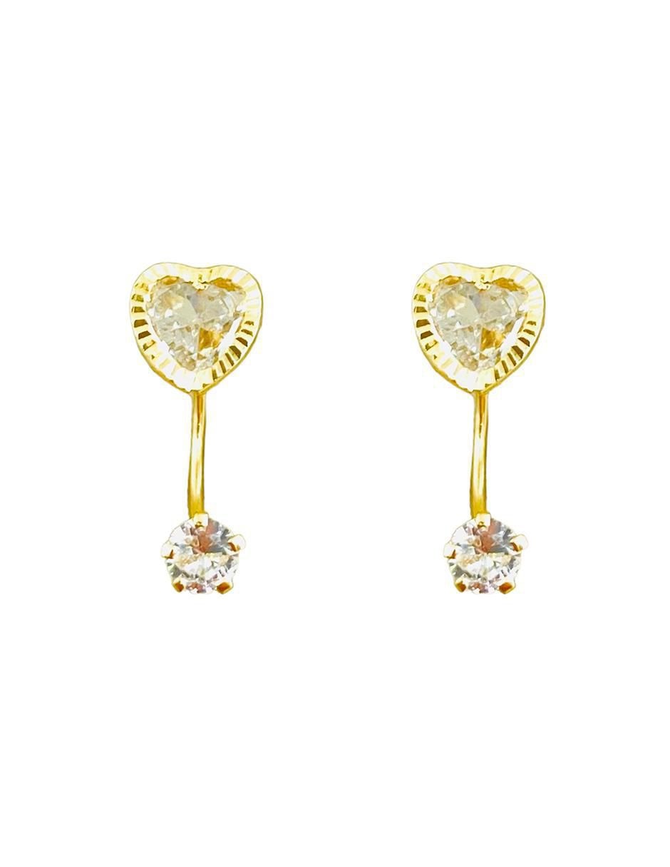 Piercing de corazón de oro amarillo 10 K con acabado brillante zirconia Piercing de corazón de oro amarillo 10 K con acabado brillante zirconia