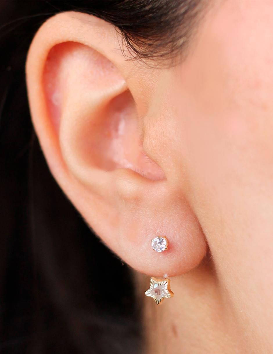 Piercing de estrella de oro con acabado brillante zirconia 3