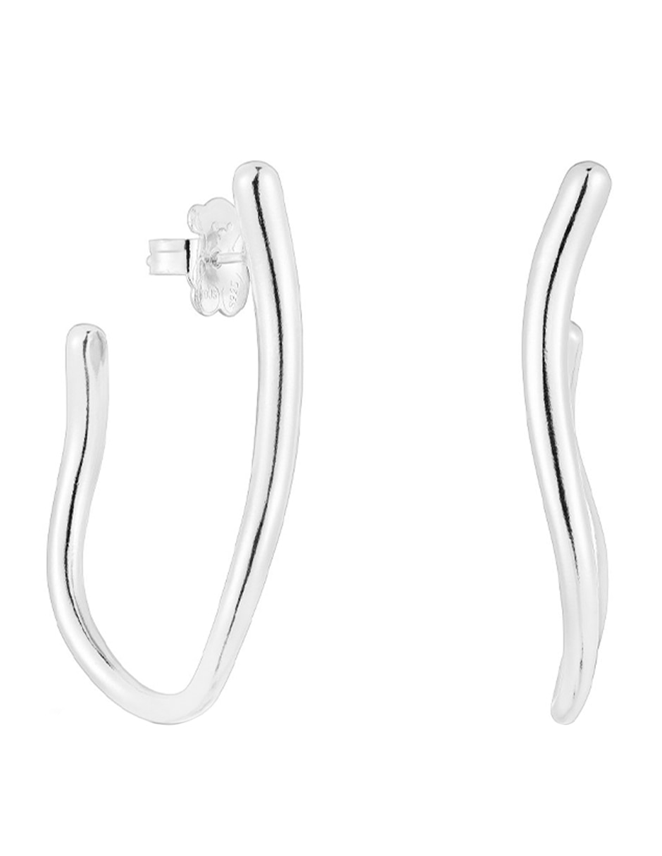 Aretes de aro redondos New Hav de plata P 925 con acabado brillante 1