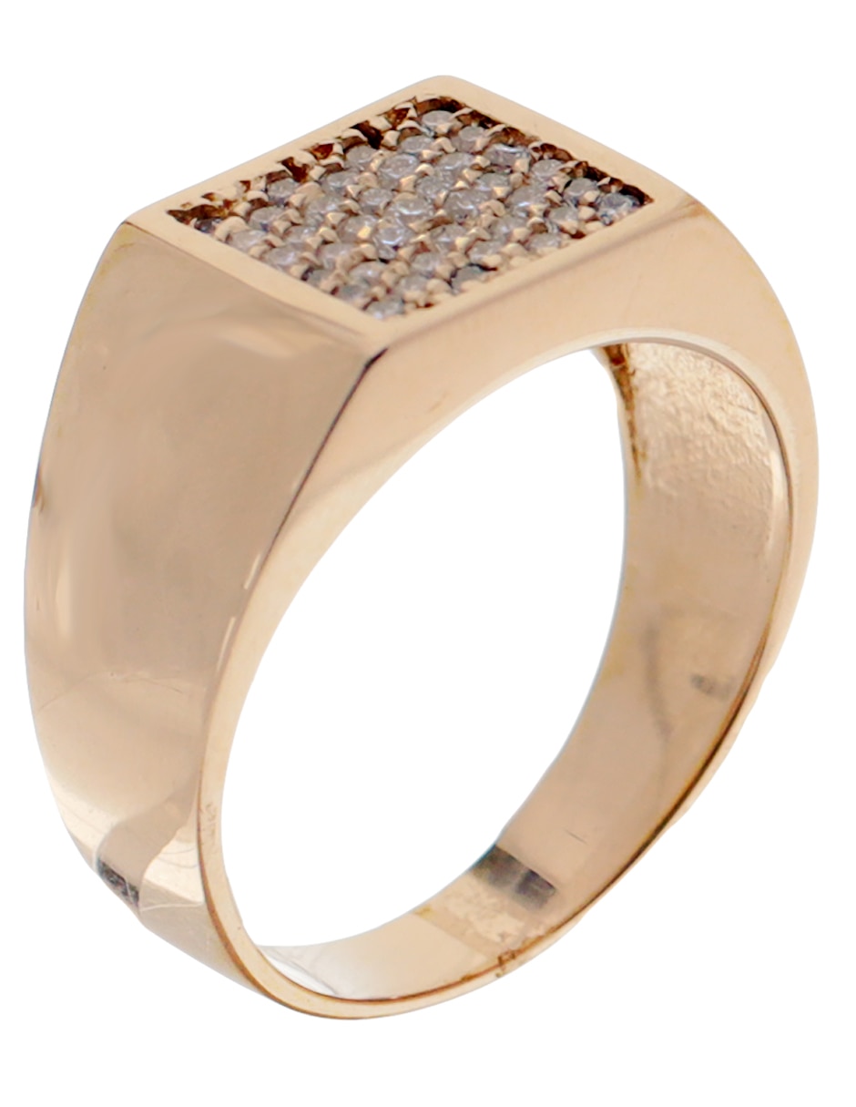 Anillo cuadrado 14 k de oro amarillo diamante pulido 3