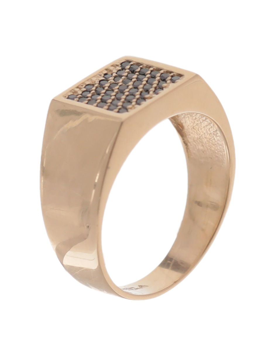 Anillo cuadrado 14 k de oro amarillo diamante negro pulido 3