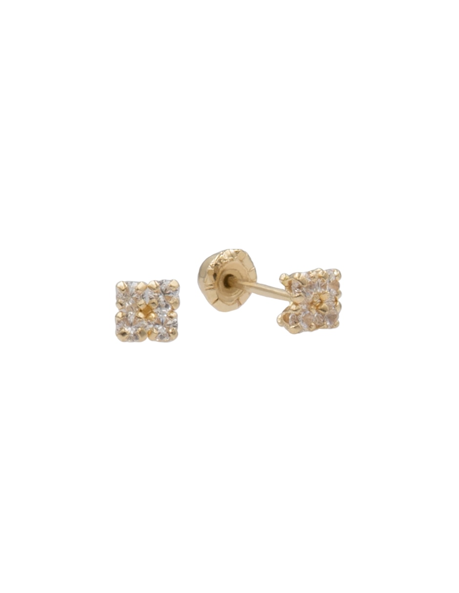 Broqueles cuadrados de oro zirconia Broqueles cuadrados de oro zirconia
