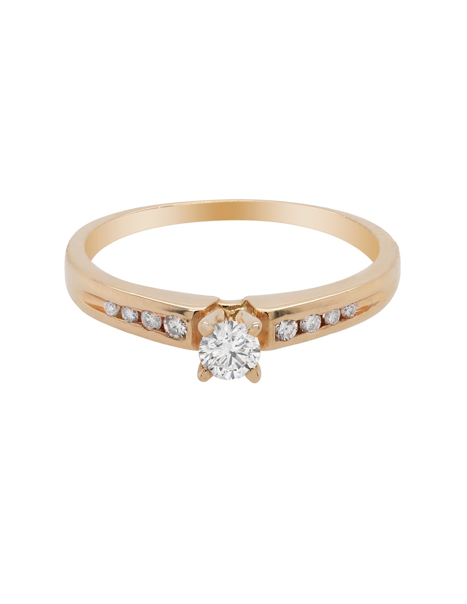 Solitario de oro 14 k diamante