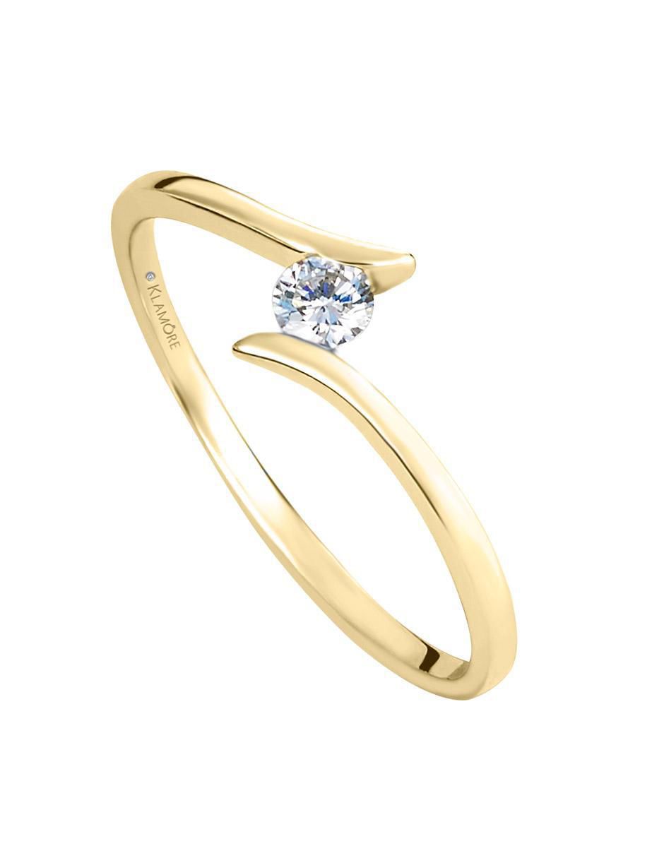Solitario de oro 14 k klamore diamante