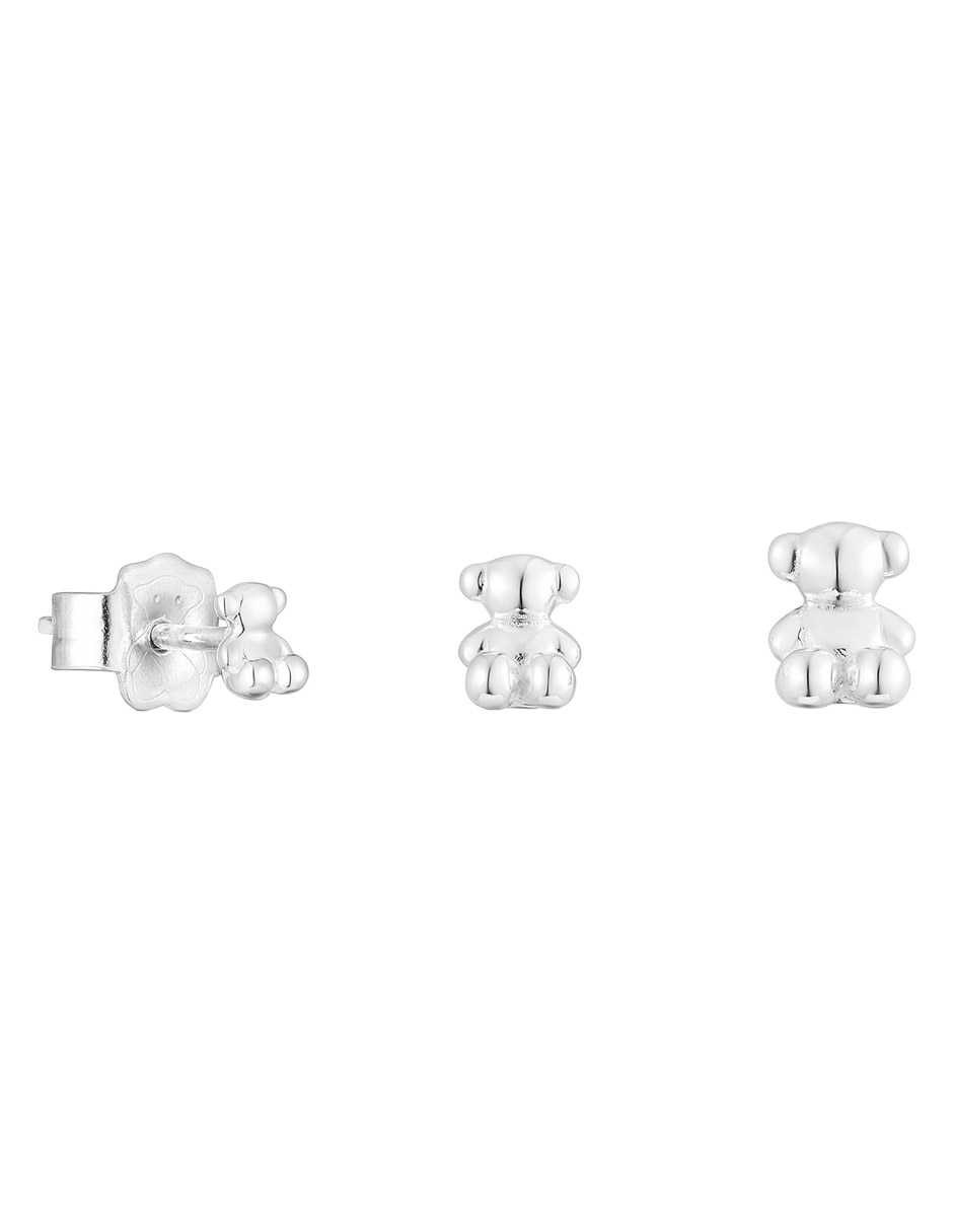 Aretes de oso Bold Bear de plata P 925 con acabado plateado