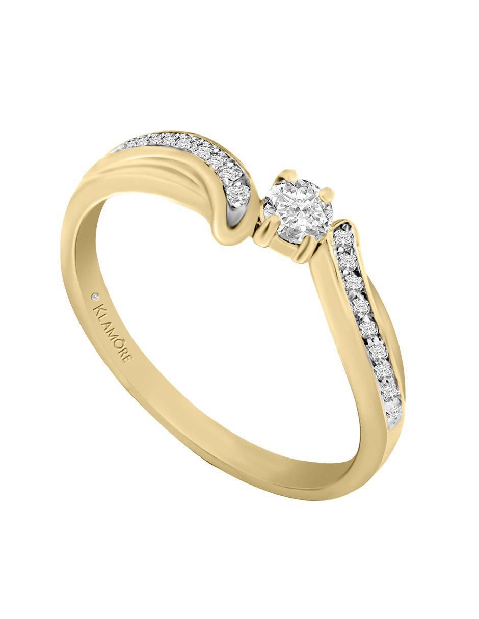 Solitario de oro 14 k klamore diamante