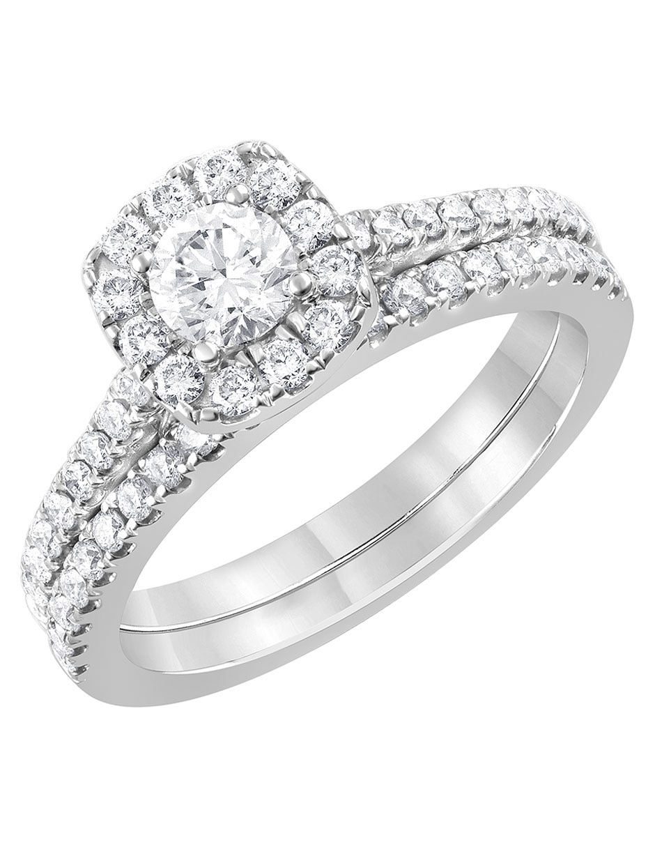 Anillo de compromiso de oro blanco 14 k 8