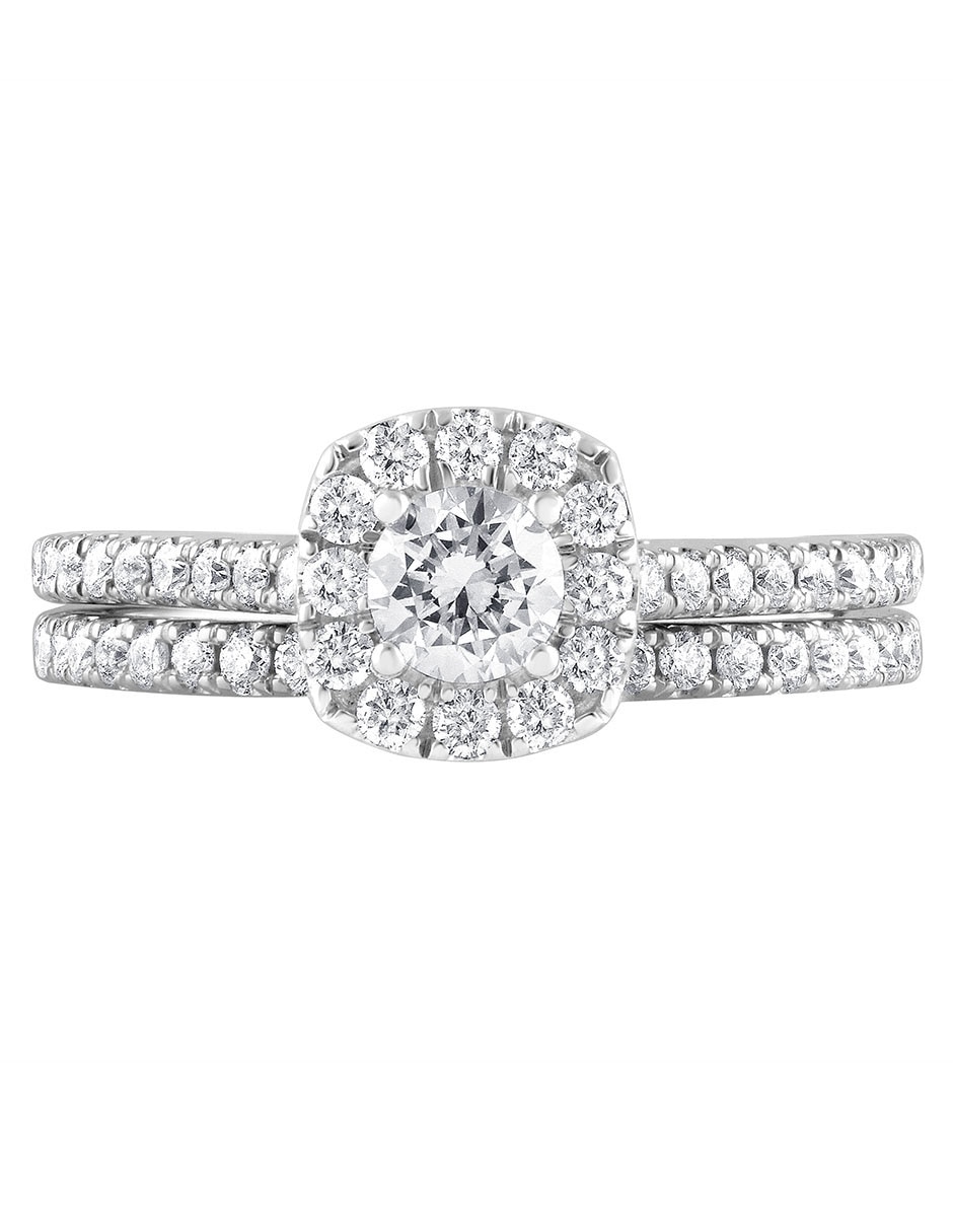 Anillo de compromiso de oro blanco 14 k 10