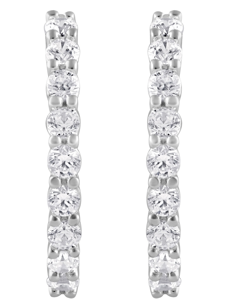 Arracada redonda Ayla de oro blanco 14 k diamante de laboratorio
