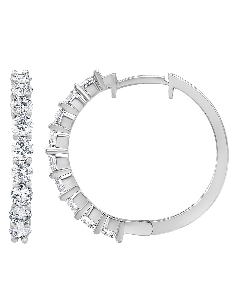 Arracada redonda Ayla de oro blanco 14 k diamante de laboratorio 2