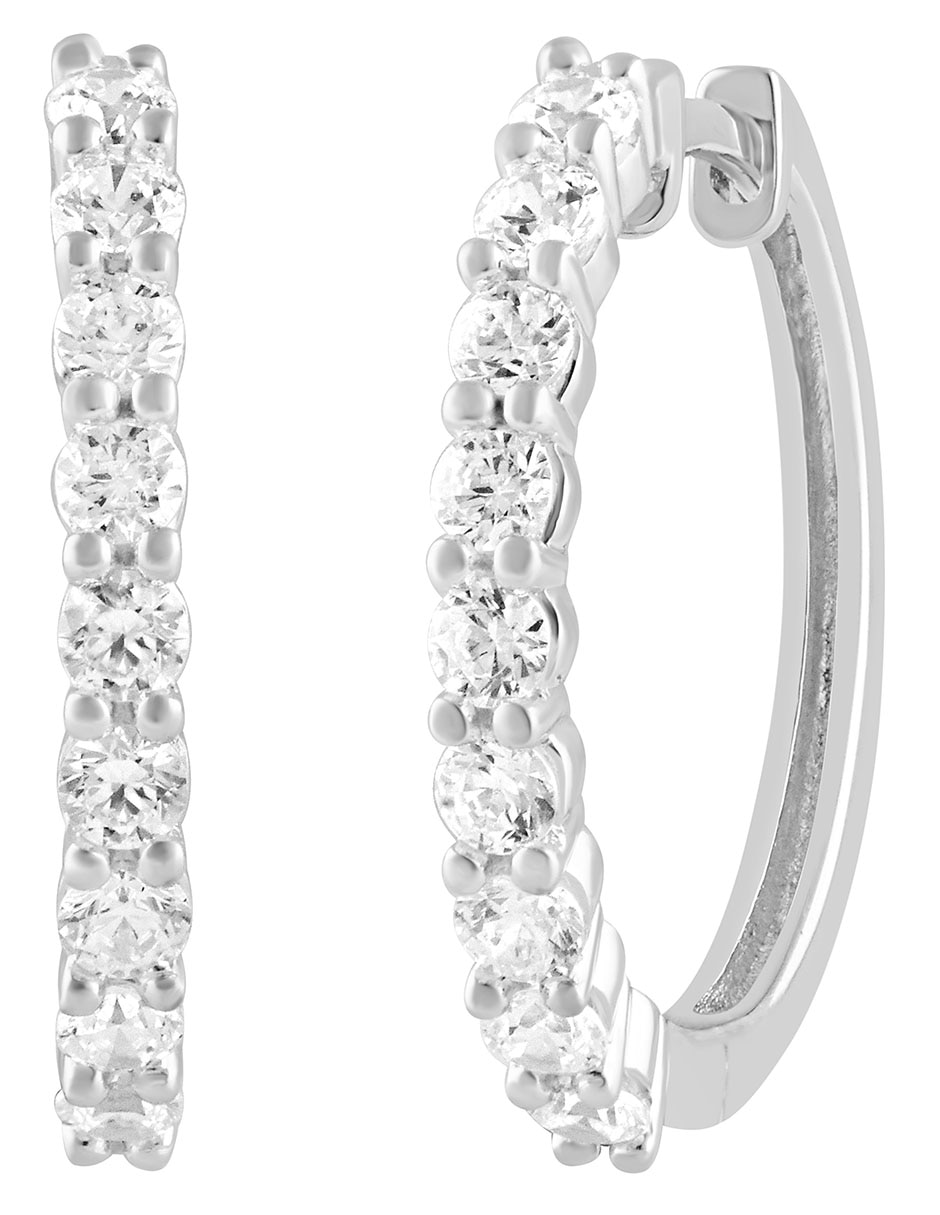 Arracada redonda Ayla de oro blanco 14 k diamante de laboratorio 3