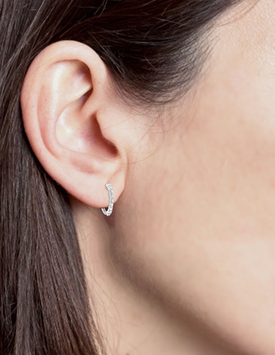 Arracada redonda Ayla de oro blanco 14 k diamante de laboratorio 4