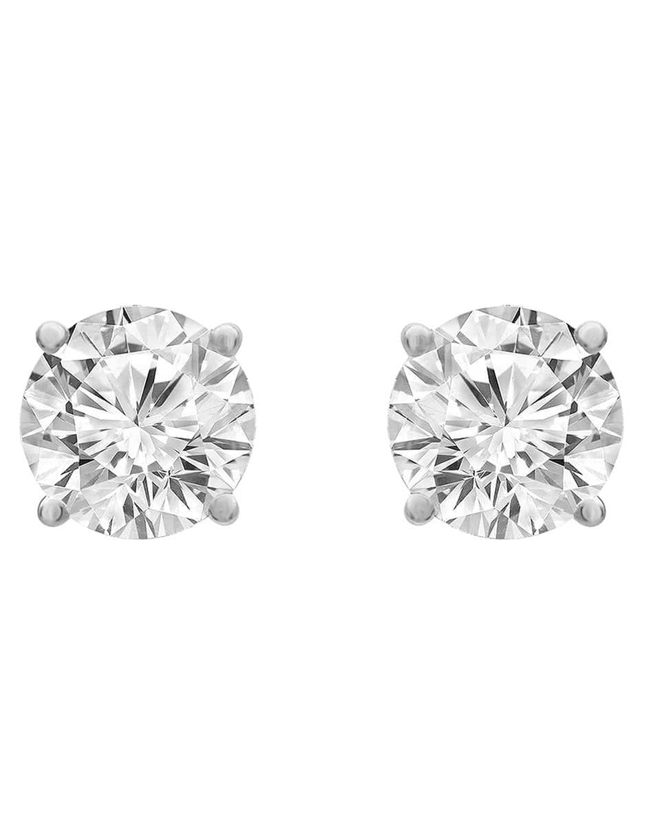 Aretes cortos de oro 14 K con acabado pavé diamante