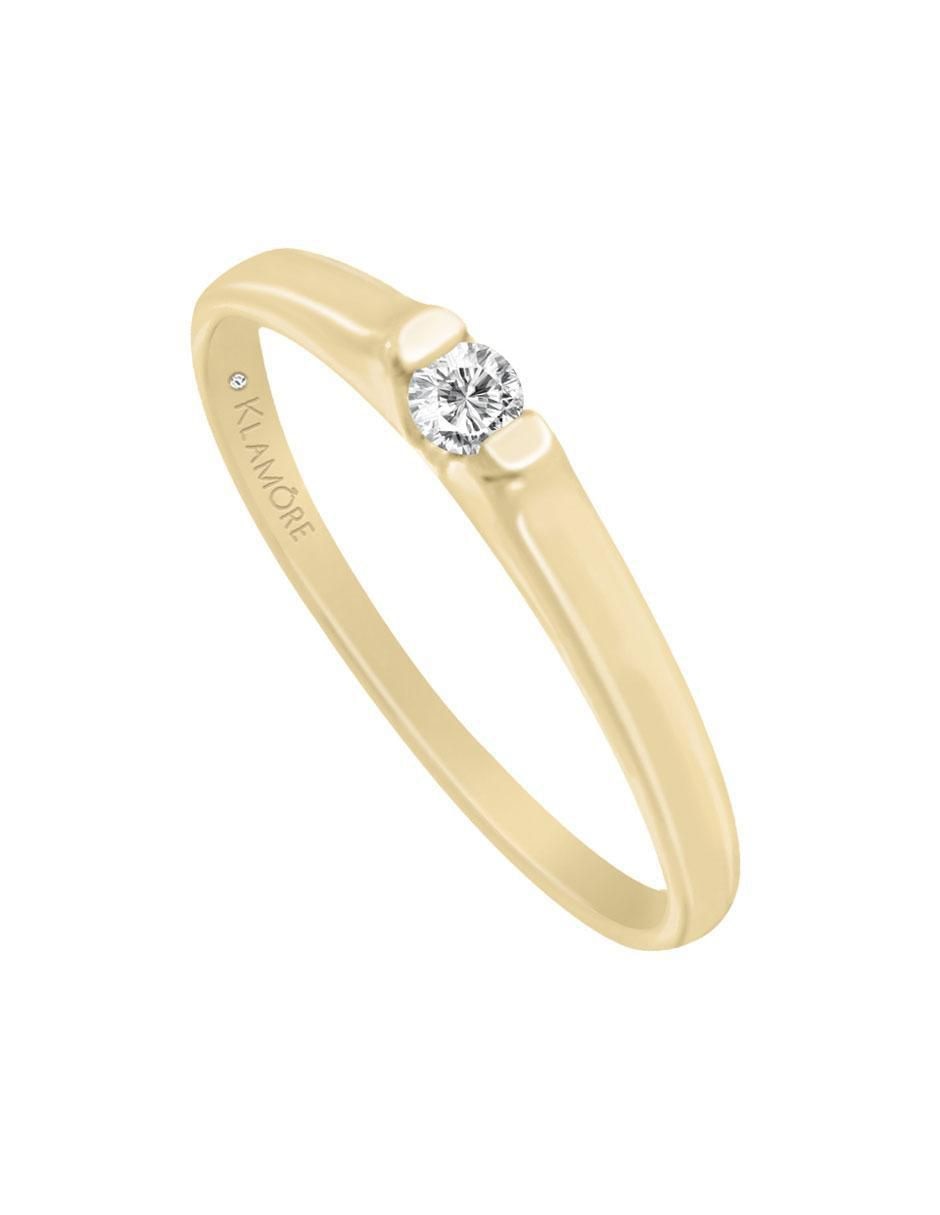 Solitario de oro 14 k klamore diamante