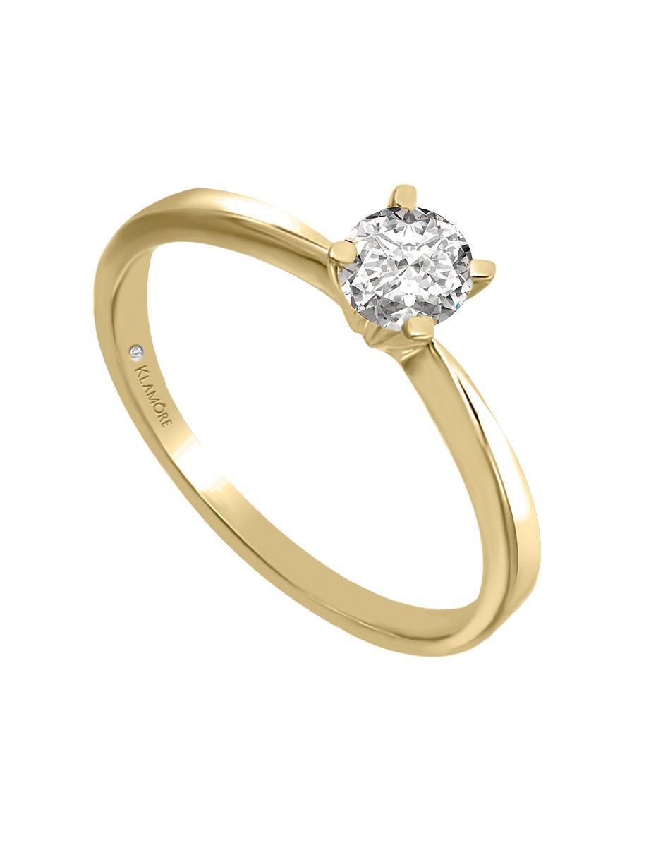 Solitario de oro 14 k klamore diamante