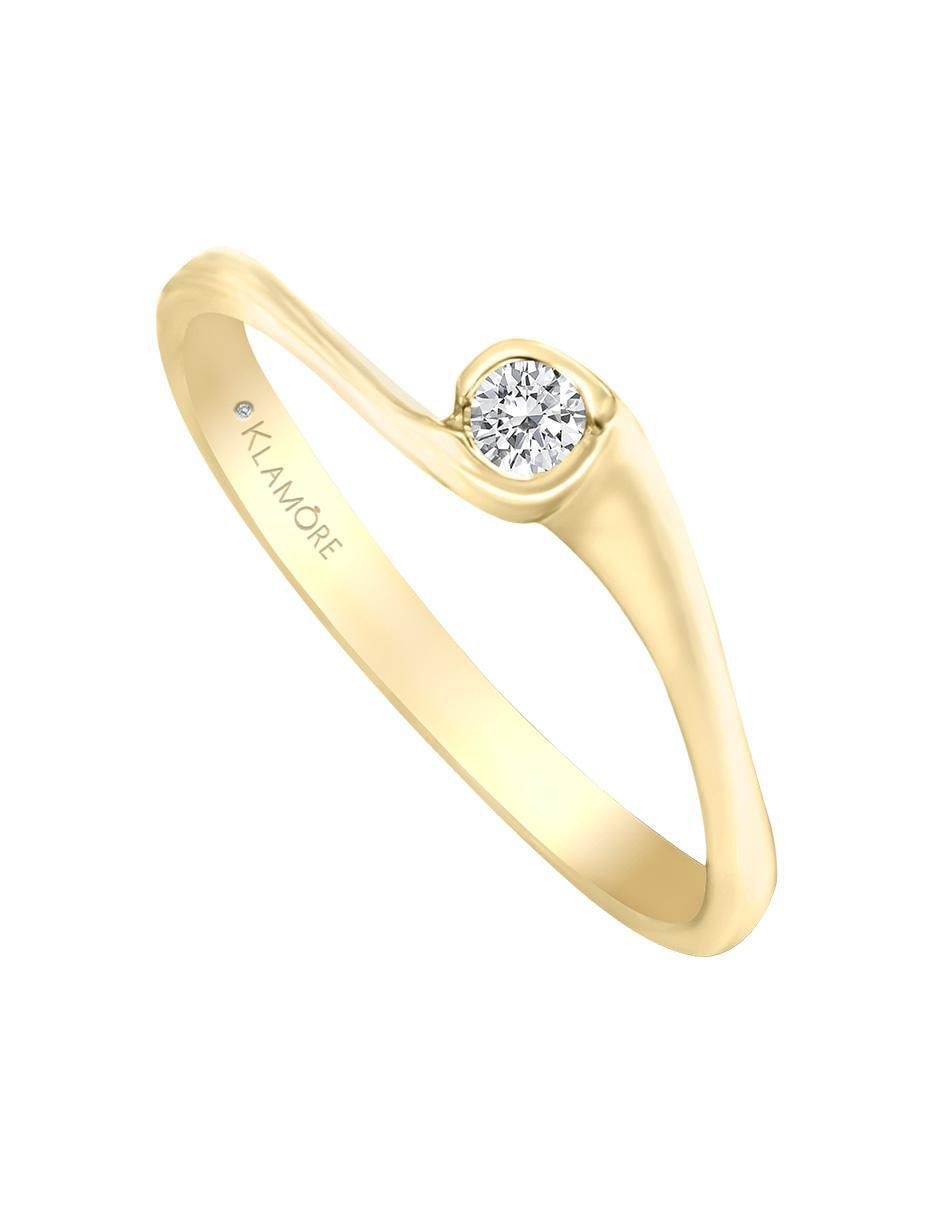 Solitario de oro 14 k klamore diamante