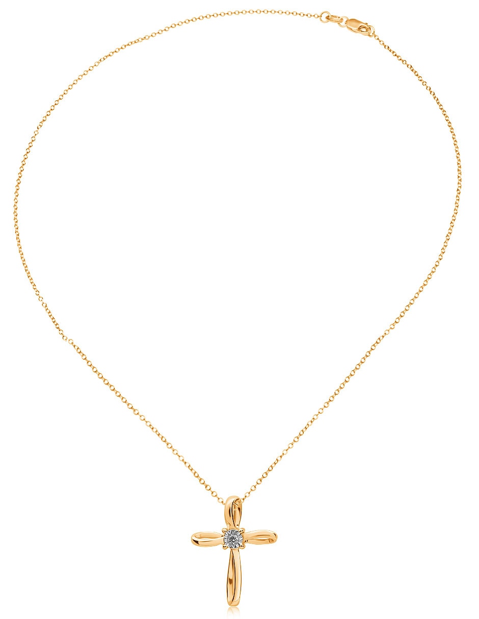 Collar de cruz de oro amarillo 14 K 2