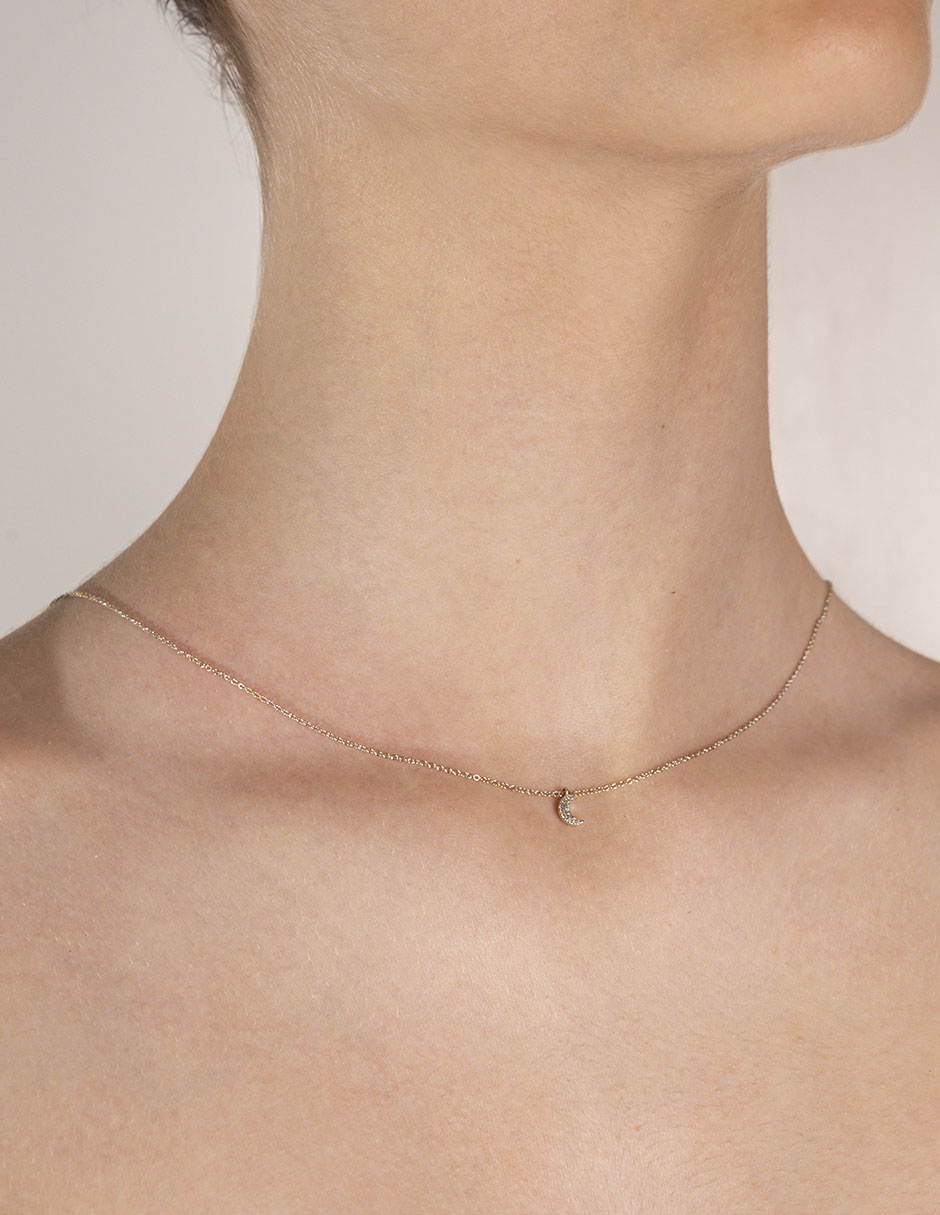 Collar de luna de oro amarillo 14 K 3