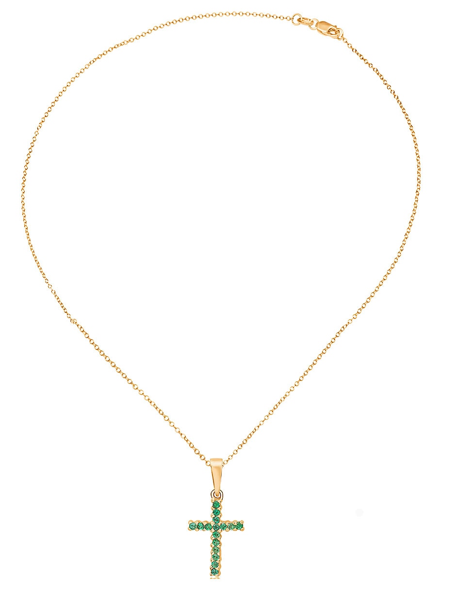 Collar de cruz de oro amarillo 14 K 2