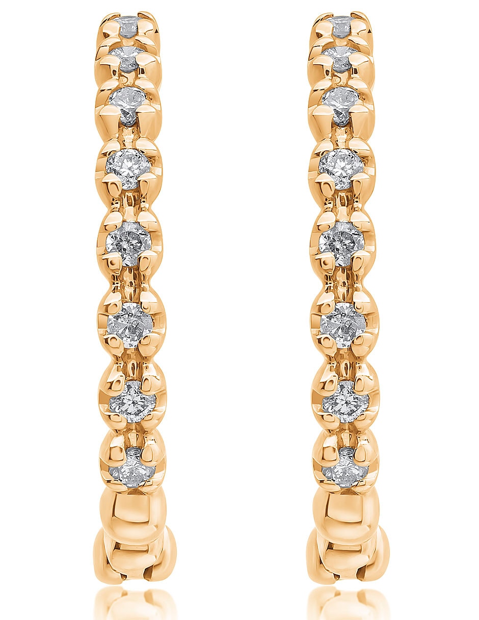 Aretes redondos de oro con acabado brillante diamante 2